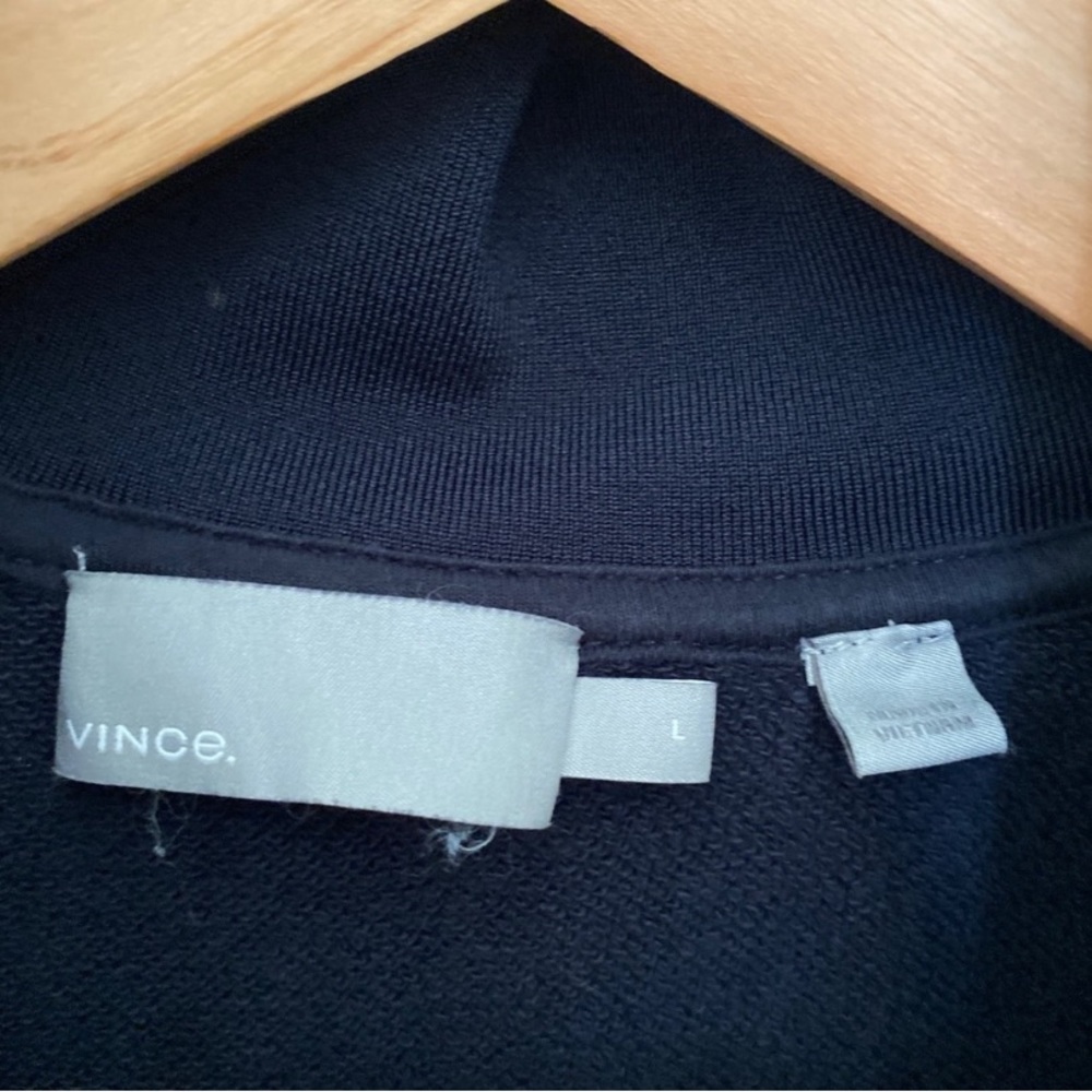 vince. navy blue zip up sweatshirt pockets sz L - Picture 3 of 5